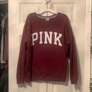pink crew neck with pocket